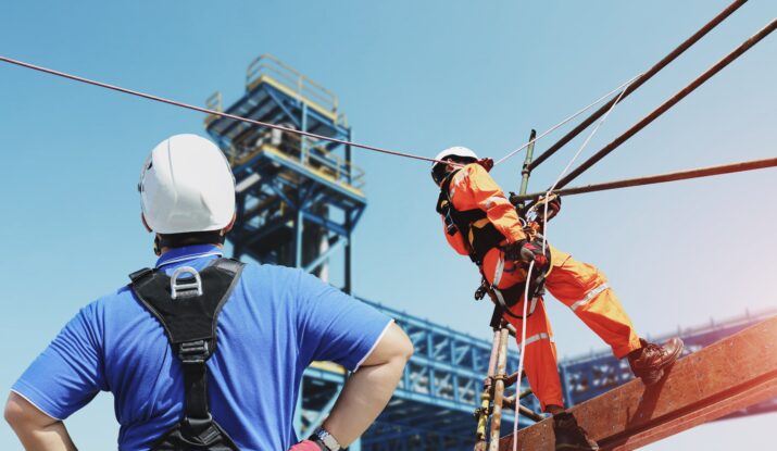 Rope access technician being trained by IRATA trainer